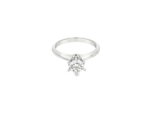 18K White Gold Solitaire Ring with Natural Round Diamond and Pavé-Set Round Diamonds on the Gallery